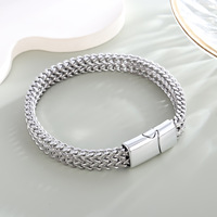 Bracelet pour homme en acier inoxydable à double couche, bracelet tissé à la mode, accessoire hip-hop de fête rock pour homme