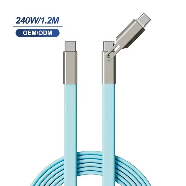 2in1 Type C Charging Cable 360° Rotating Concealed Detachable 240W PD Fast Charge USB C to Type C Connector Cable for iphone
