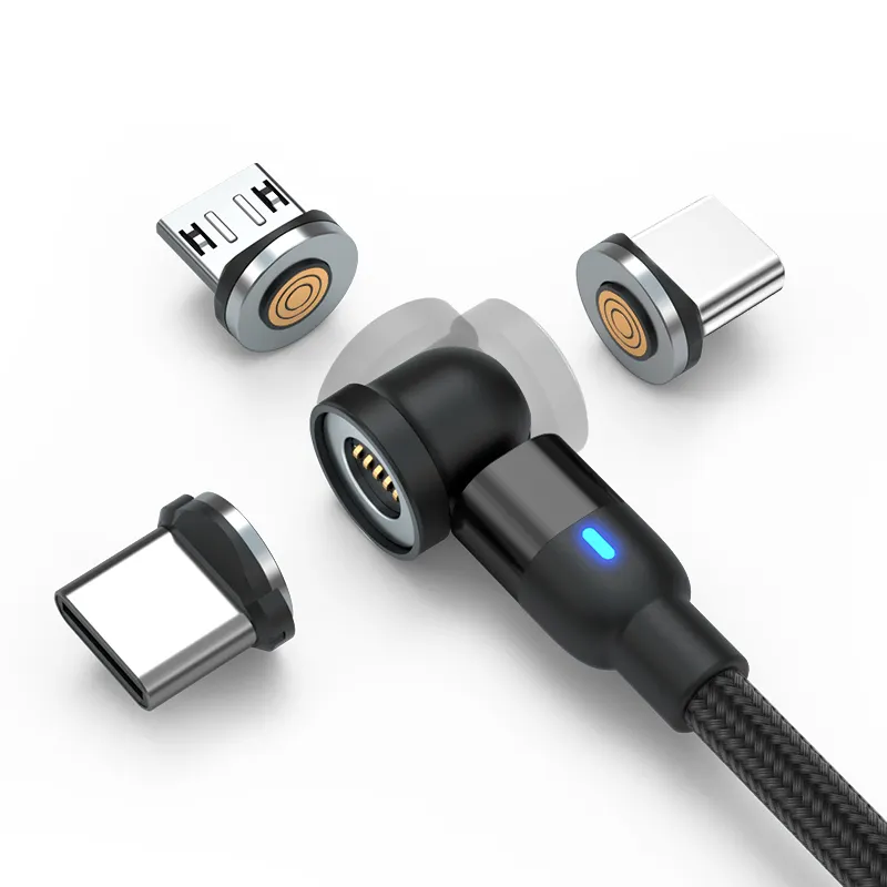 Cable Magnetic Charging 540 Degree Free Rotation 3 In 1 Mobile Phone Charger 3A charging Transmission data Magnet Usb Cable