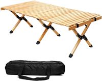 Table de camping pliable en bois portable à faible hauteur pour l'extérieur