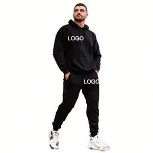 Fabricante de ropa de calle de alta calidad personalizada, ropa de hombre, 100% algodón, sudadera con capucha de manga larga de gran tamaño, Conjunto de sudadera informal en blanco - Product Image 2