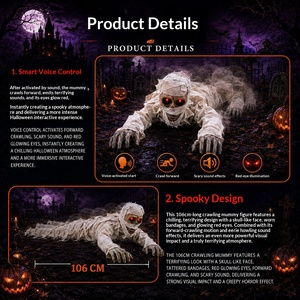 Décoration d'Halloween : Momie rampante avec yeux lumineux et son, activée par le son, pour maison hantée, jardin ou fête - Product Image 4