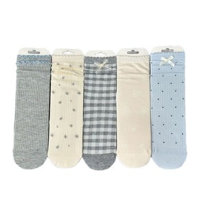 Chaussettes mi-mollet amples pour femme Song Mu, respirantes, à pois, avec bordure en dentelle, style preppy - Product Image 4