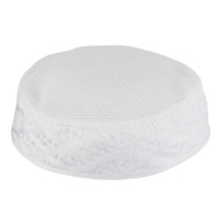Chapeau blanc en maille brodée au crochet, style arabe, Dubaï, Malaisie, Indonésie, pour hommes, bonnet de prière musulman en filet, vente en gros
