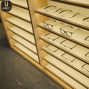 Lianyi LED chiếu sáng gỗ + kim loại treo tường kính mát & TỦ TRƯNG BÀY quang học với màu sắc tùy chỉnh & kích thước OEM/ODM dịch vụ - Product Image 1