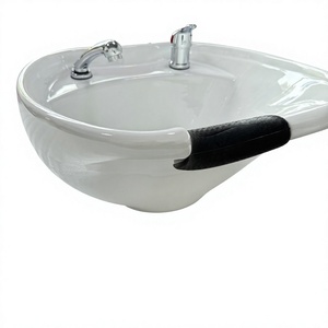 Bassin en céramique de qualité supérieure avec pulvérisateur manuel, robinet mélangeur, col de vidange inclinable, pour la maison, le spa, le salon de beauté et la barbierie - Product Image 4