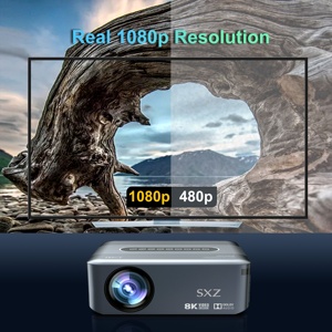 Projecteur de cinéma intelligent Full HD 1080P, projecteur vidéo <span class=keywords><strong>portable</strong></span> WiFi 5G pour l'extérieur, jeux vidéo, home cinéma, écran mobile, projecteur LED Android 4K - Product Image 3