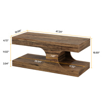 Table basse en bois pour salon, table centrale rectangulaire pour salon, tables basses en bois
