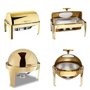 Professional round Stainless Steel Gold Chafing Dish Butter Dish for Hotel Buffet Catering and Restaurant Use