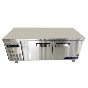 250L Stainless steel Top Pizza Prep Refrigerated table with 2 door Kitchen Cooler for fruit vegetable