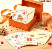Ensemble de cartes de vœux d'anniversaire Fenghetong avec enveloppes crème dans une boîte souvenir orange