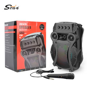Haut-parleur Bluetooth sans fil mini <span class=keywords><strong>pas</strong></span> <span class=keywords><strong>cher</strong></span> SING-E avec fonction radio FM, caisson de basses avec micro, adapté au karaoké <span class=keywords><strong>et</strong></span> aux fêtes - Product Image 1