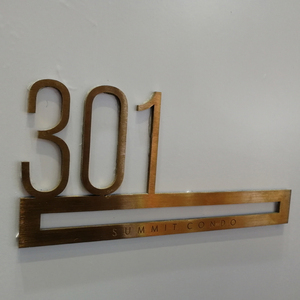 Corte láser oro curvo puerta <span class=keywords><strong>de</strong></span> la casa dirección cartas signo <span class=keywords><strong>de</strong></span> número <span class=keywords><strong>de</strong></span> la habitación <span class=keywords><strong>de</strong></span> Hotel <span class=keywords><strong>de</strong></span> la placa - Product Image 5