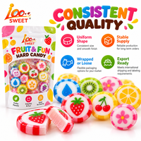OEM Bonbons durs en tranches de fruits emballés individuellement en vrac Assortiment de 10 bonbons durs classiques saveurs de fruits tropicaux