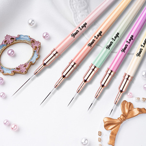 Fabricante de cepillos de uñas, Etiqueta Privada, 7/9/11/15/20mm, cepillos para rayas, 5 unids/set, arte de uñas, Pinceles para uñas con delineador ultrafino <span class=keywords><strong>rosa</strong></span> - Product Image 4