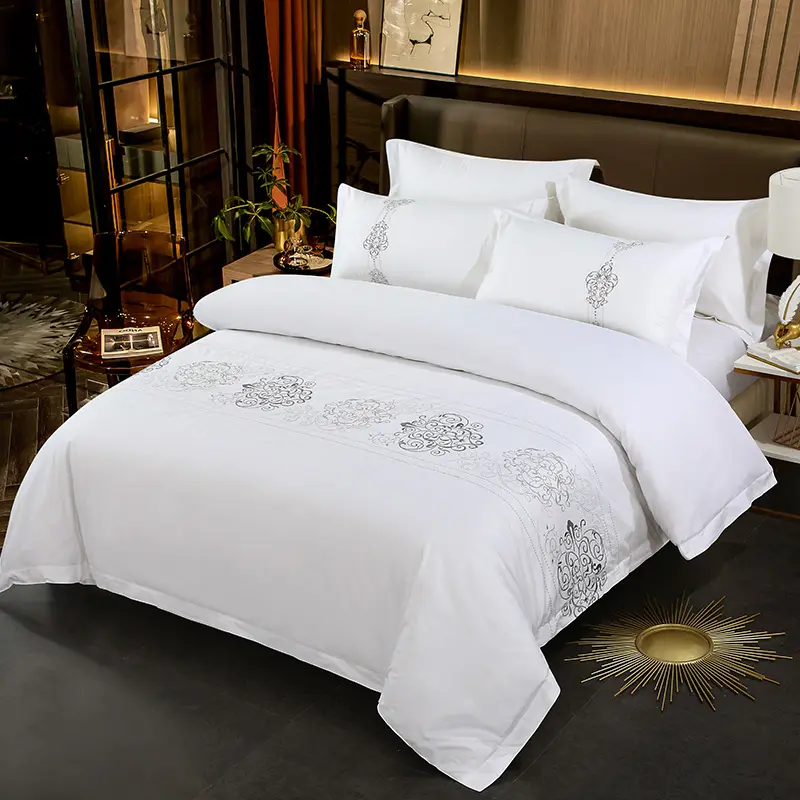 CozyLux Full/Queen Bedding Flat Sheet Cotton Duvet Cover Pillowcase Duvet Bedding Set For All Season