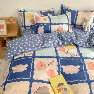 Kawaii Beer Beddengoed Set Voor Kinderen Meisje Polyester Twin Full <span class=keywords><strong>Queen</strong></span> Kingsize Aardbei Laken Kussensloop Slaapkamer Dekbedovertrek - Product Image 1