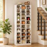Meuble à chaussures autoportant blanc haut avec 30 compartiments, design à 7 niveaux, rotation à 360°, organisateur de rangement gain de place pour entrée et placard