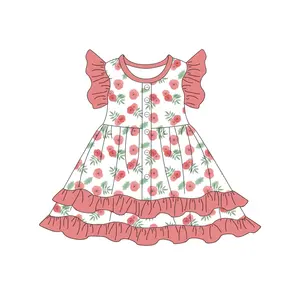 Wholesale Baby Dresses Children's dresses Summer wedding pretty gifts floral sleeveless lace baby dresses
