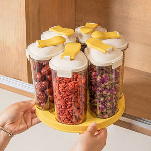 Rotatable Transparent Airtight Jar Set For Storing Grains Cereals Snacks Dried Goods Tea <b>Rice</b> Kitchen Food Storage <b>Container</b> - Product Image 1