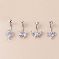 Nouveau Style nombril anneau en acier inoxydable 14G ventre Piercing bijoux Zircons papillon chauves-souris fleur pour les femmes en gros