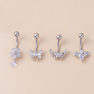 Nuovo stile ventre anello in acciaio inox 14G ventre <span class=keywords><strong>Piercing</strong></span> gioielli zirconi <span class=keywords><strong>farfalla</strong></span> pipistrelli fiore per le donne all'ingrosso - Product Image 4