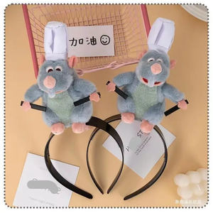Divertidas Diademas de <span class=keywords><strong>Ratatouille</strong></span> de Dibujos Animados para Mujer, Diademas de Felpa de Coral con Muñeco de Ratón, Accesorios para el Cabello para Fiestas de Disfraces, Juguetes de Peluche - Product Image 2