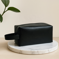 Tas perlengkapan mandi kustom untuk pria, Kit Dopp pencukur perjalanan besar, tas kosmetik kulit PU tahan air untuk kamar mandi