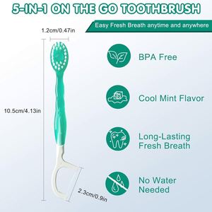 Cepillo de Dientes Portátil Mini de Cerdas Medianas de Nylon Pre-empastado Desechable para Adultos con Pasta Dental Integrada para Viajes - Product Image 4