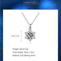 Bijoux fins en argent Sterling 925 11mm coupe ronde Moissanite collier pendentif flocon de neige de Noël