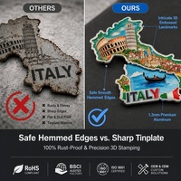 Imán de Refrigerador con Mapa Europeo en Aluminio 3D en Relieve, 2x3 Pulgadas, Contorno de Francia, Italia, España, Recuerdo Duradero para Cocina, Bar, Regalo