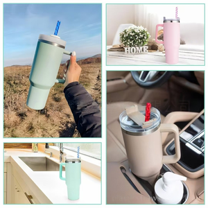 Mới Đến Thay Thế Ống Hút Cho 40Oz Phiêu Lưu Du Lịch Cốc Cốc Tái Sử Dụng Ống Hút Màu Swirl Nhựa Ống Hút Làm Sạch Bàn Chải - Product Image 6