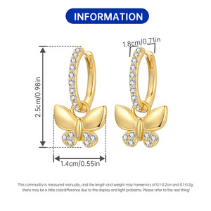 Pendientes/argollas de mariposa de latón blanco desmontables, muy vendidos, regalo original y exclusivo para chicas - Product Image 2