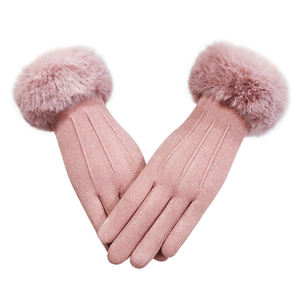 High Quality Cheap Women Artificial Suede Winter <b>Gloves</b> Fashion Pretty Outdoor Soft Comfortable <b>Gloves</b> With Thick Wrist <b>Fur</b> - Product Image 6