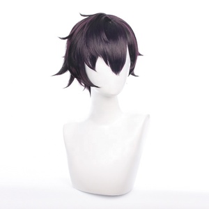 Vente en gros perruque virtuelle YouTuber <span class=keywords><strong>Shoto</strong></span> <span class=keywords><strong>Cosplay</strong></span> 30cm court violet foncé Anime Peluca perruque de cheveux synthétique résistant à la chaleur - Product Image 2