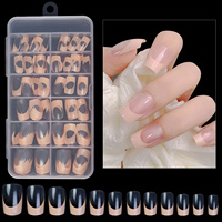 Vente en gros de 120 pièces de gel artificiel à couverture complète de style mignon presse à ongles courte française colorée carrée amande/stiletto en gel souple ABS