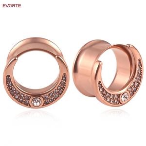 Perhiasan Telinga Evorte Fashion 316L Stainless Steel Desain Trendy Berlapis Emas <span class=keywords><strong>Titanium</strong></span>, Model Basic Tunnels Piercing - Product Image 4