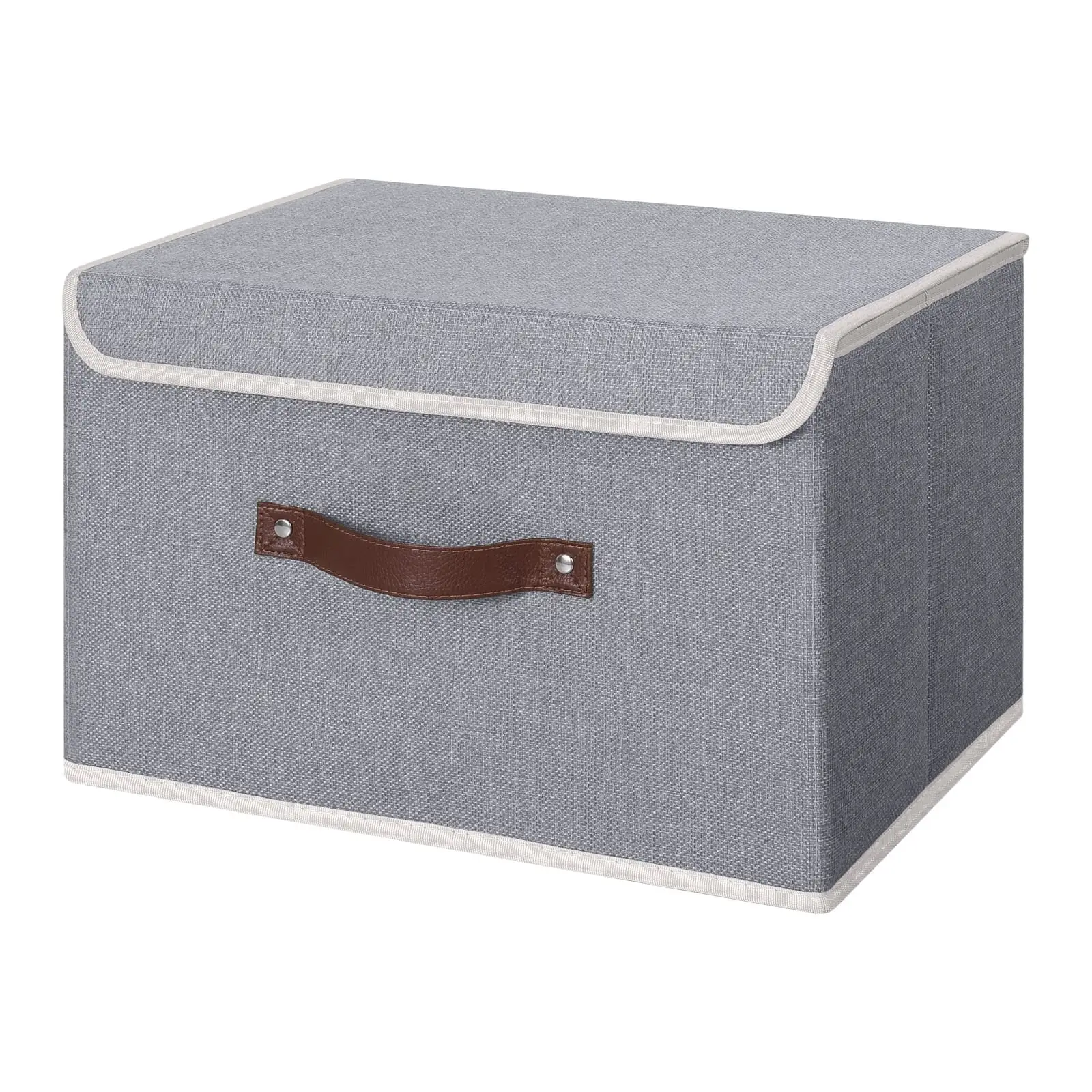 Boîte de rangement avec couvercle Boîtes de rangement avec couvercle décoratif pliable Tissu en coton et lin