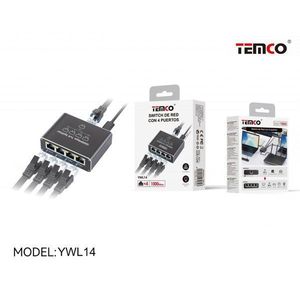 สวิตช์เครือข่าย TEMCO YWL13 พร้อมพอร์ต RJ45 จำนวน 4 พอร์ต สีแดง DE Switch - Product Image 1
