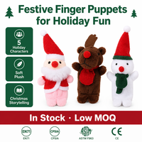 Ensemble de marionnettes à doigts de Noël en peluche (Père Noël, Renne, Bonhomme de neige, Pingouin, Ours) pour le récit d'histoires de Noël et comme cadeau de Noël, en stock