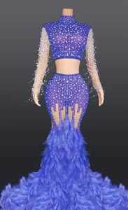 Ensemble de robes de soirée moulante, petite robe de soirée sirène, plumes et strass, 2 pièces, nouvelle collection <span class=keywords><strong>printemps</strong></span> - Product Image 3