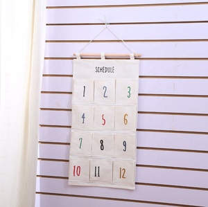 Yuyang 12 Pockets Cotton Linen Digital <b>Hanging</b> <b>Storage</b> Bag Behind <b>Doors</b> Wall Pocket Organizer With Numbers <b>Hanging</b> <b>Storage</b> Bag - Product Image 2