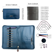 Ensemble d'aiguilles à tricoter circulaires interchangeables, 9 pièces, en acier inoxydable 316, détachables avec étui zippé pour la confection de pulls et les travaux manuels