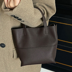 Bolso de Hombro de Cuero Genuino de Diseño de Alta Calidad, Bolso Tipo Cubo Simple y Casual para Mujer, Bolso Bandolera Diagonal de Gran Capacidad - Product Image 1