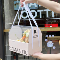 Boîtes à gâteaux transparentes en carton biodégradable personnalisées en gros, nouveau design, sacs à main à fleurs, Saint-Valentin, fête des mères