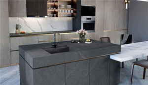 Îlot de cuisine en pierre frittée Calcutta Gold Marmer, surface écologique, <span class=keywords><strong>grande</strong></span> dalle, pour appartement - Product Image 6