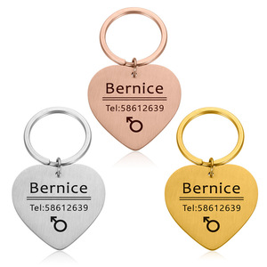 Fashion love Stainless Steel Electroplated Dog Tag Laser Engraving <strong>Blank</strong> Heart-shaped Metal Tag Jewelry <strong>Pet</strong> Lose Card - Product Image 4