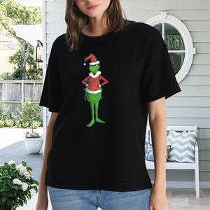 T-Shirt Estiva da <span class=keywords><strong>Donna</strong></span> di Alta Qualità con Stampa a Trasferimento Termico di Personaggi Natalizi - Product Image 2