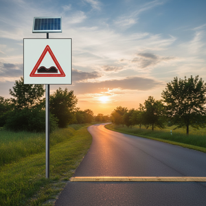 Señal de Tráfico LED con Energía Solar de 600 x 600 mm, Señal de Advertencia de Reductores de Velocidad, Patrón Triangular de Aluminio para Uso en Carreteras - Product Image 3