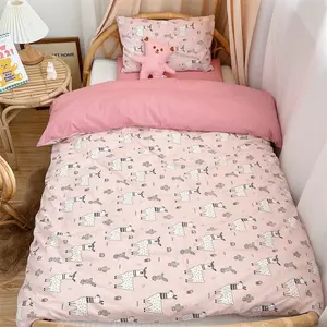 Custom cartoon bed linen cotton bed sheets comforter duvet cover bedding set for kids